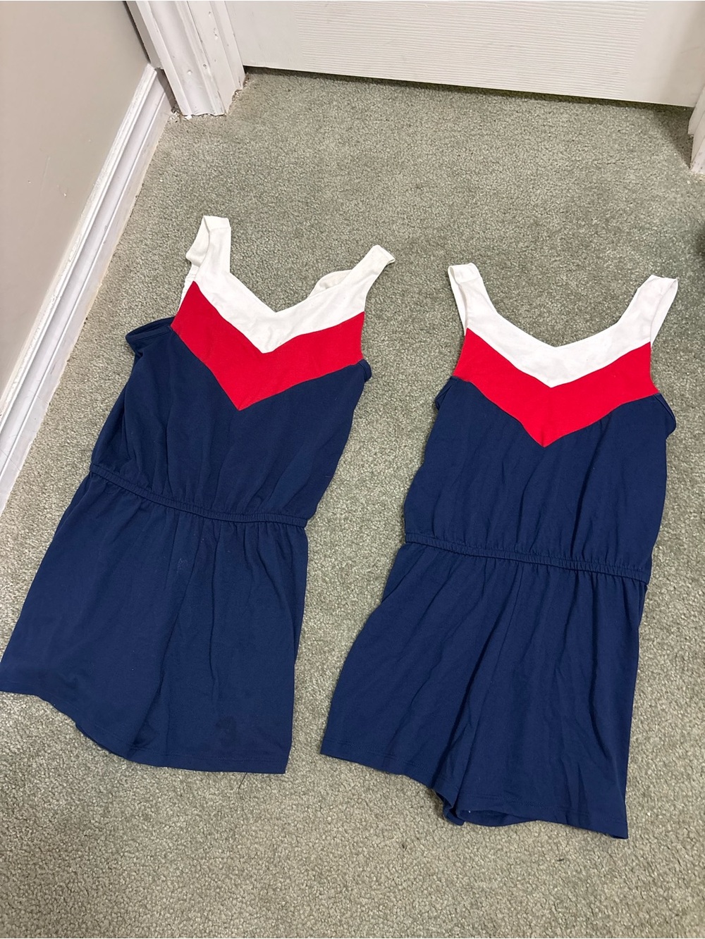 Tommy Hilfiger Navy Romper with Red and White Chevron